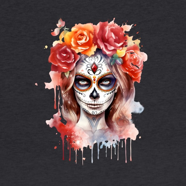 Female Sugar Skull with Roses by Giorgi's